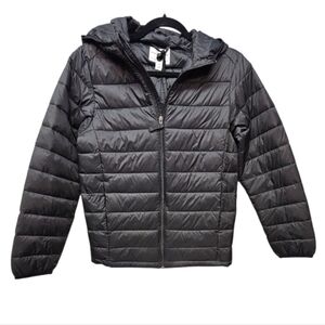 KidS Black Puffer Jacket With Hood Size XXL 14-16 NEW!